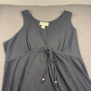 J Valdi Black V-Neck Empire Waist Sleeveless Swim Cover Up Dress XL 10319